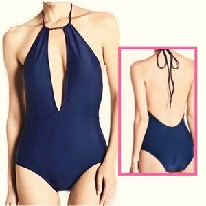 New MSRP$149 Ted Baker London Swimwear Deep V Front Halter Sexy Swimming Beach